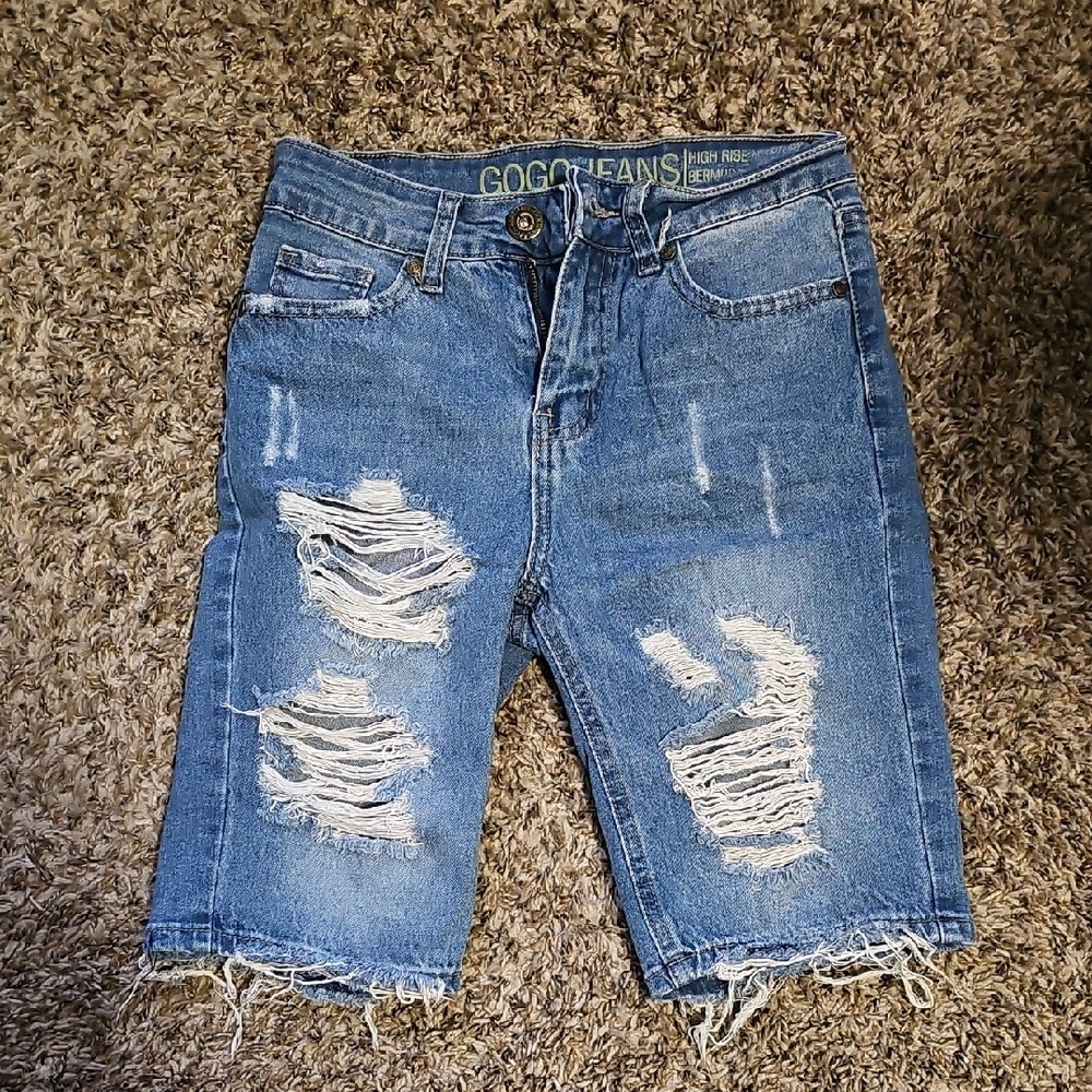 EUC Women's Blue Distressed Shorts